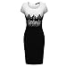 XCL Womens Empire Vintage Crochet Lace Bodycon Fitted Shirt Party Pencil Dress - White