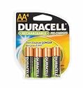 Duracell Pre Charged Rechargeable NiMH AA Batteries, 4-Pack