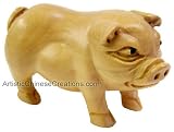Chinese Collectibles Chinese Crafts: Chinese Wood Carving - Zodiac Symbol / Boar