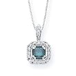 14K White Gold 1/2 ct. Blue and White Diamond Pendant with Chain