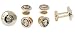 Gold plated cufflinks and shirt stud set with blackened central accent with presentation box