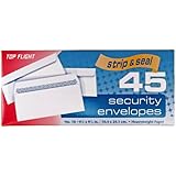 Top Flight Number 10 Boxed Security Envelopes, Strip and Seal Closure, 4 1/8 x 9 1/2 Inches, White, 45 Envelopes per Box (6900120)