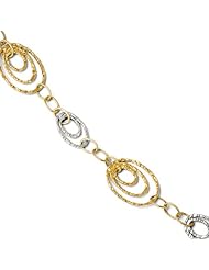 14k rhodium plated yellow gold Leslies Two tone Fancy Link Necklace