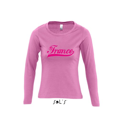 Frankreich Oldschool France LÄNDERSHIRT EM / WM FAN Trikot – Damen Langarm Longsleeve T-Shirt S-XL , Orchid pink – pink , L