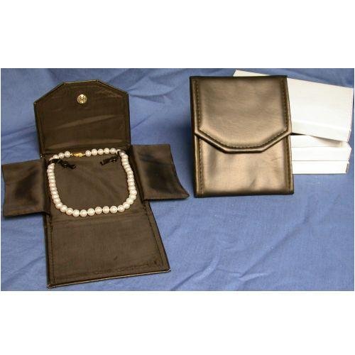 3 Black Leather Necklace Jewelry Travel Folder Display Cases