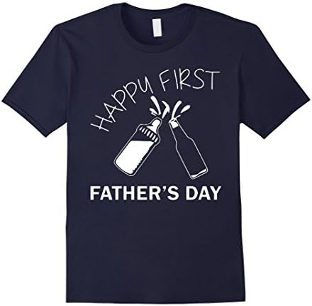 Men's Funny Happy First Father's Day T-shirt Men Women Gift Large Navy