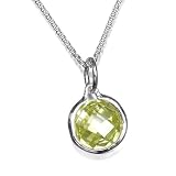 Sterling Silver Channel-Set Peridot Cubic Zirconia Pendant
