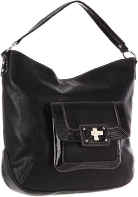 Nine West  Amazon Squared Off Shoulder Bag,Jet Black Combo,One Size