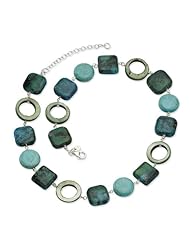 Sterling Silver 16in Chrysocolla/Dyed Howlite/Dyed Mother Of Pearl Necklace