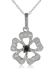 10k White Gold Black and White Diamond Fashion Pendant Necklace (.25 cttw, H-I Color, I2-I3 Clarity), 18"