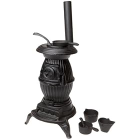 ANTIQUE PARLOR POT BELLY CAST IRON WOOD OR COAL STOVE