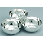 TRIPLE SILVER PLATED BOWLS WITH CRYSTAL CENTER BOWL