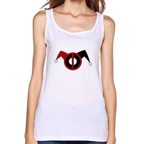 SANYOU Women's Deadpool Harley Quinn Logo Top Size XL White