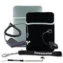 Kindle DX Reversible Sleeve (Black-Gray) + USB Data Cable + Black Car Charger + Black E-Reader Light + Determination Strap (Combo)