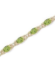 14kt Yellow Gold Oval Peridot and Diamond Bracelet