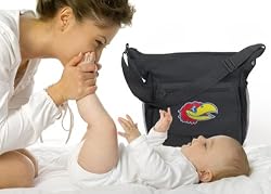 University of Kansas Diaper Bag Official NCAA College Logo Deluxe KU Jayhawks Logo - Baby Bag - BEST Baby Shower GIFT for New Dad, Father or New Mom Mother GIFTS