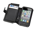 Griffin - Elan Passport Wallet - Etui &agrave; rabat pour iPhone 4 - Noir - M&eacute;tal Perfor&eacute; Cuir