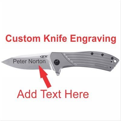 ZERO TOLERANCE 0801 REXFORD ELMAX STONEWASH BLADE, TITANIUM HANDLE FOLDING KNIFE CUSTOM ENGRAVING