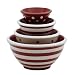 Ronnie's Terramoto Ceramic, 4-Piece Mixing Bowl Set, 4qt, 2qt, 1qt, Small Bowl, Stripes &amp; Polka Dots, Brown