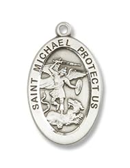 Sterling Silver St. Michael the Archangel Pendant Sterling Silver Lite Curb Chain