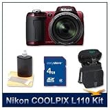 Cheap Nikon Coolpix L110 Digital Camera (Red), 12.1 Megapixels, 15x Wide-Angle Optical Zoom (28-420mm), 3