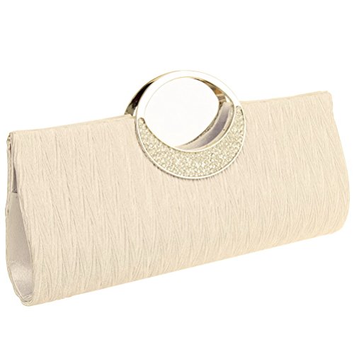 Fashion Road Womens Luxury Evening Wedding Party Purse Clutch Rhinestone Satin Pleated Handbag Wallet