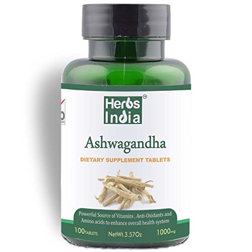 Ashwagandha Withania Somnifera Wild Harvest Extract 1000mg 100 Tablets. 100% Natural Herbal Dietary Suppliment. US FDA Registered Facililty - Herbs India