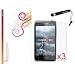 Ultra Mini Capacitive (Black) Stylus and 3 Screen Protectors for HTC ThunderBolt 4G Android Phone, Verizon Wireless