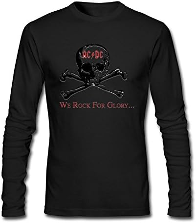 ESORRW Mens Design ACDC Skull Rock Long Sleeve T-shirt Black XXXL