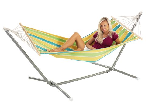 détail Happy People Hamac en coton Jaune/Vert (sans Support)