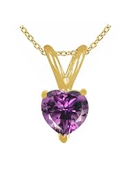 1.00Ct Heart Amethyst Pendant in 14k Yellow Gold