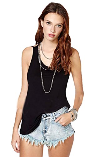 EOZY ロング タンクトップ レディース ノースリーブtシャツ カットソー 無地 Uネックキャミソール 背中開き交差ラインのおしゃれトップス