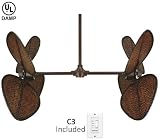tropical ceiling fans Fanimation Fans FP240RS 52 Palisade Tropical Outdoor Rust Ceiling Fan w/ Wall Ctrl & PAD1A Blades