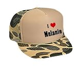 I Love/Heart Melanie Adult Mesh Back Cap / Hat Brown Camo