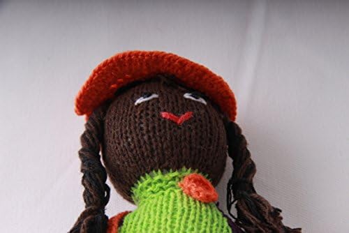 Nativo Crafts Crocheted "Carmen" Doll. Dark hair, bright clothes. Perfect handmade gift and colorful accesory.