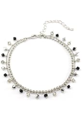 Rhodium Plated Brass Colored Faceted Swarovski Crystal or Stone and Cubic Zirconia CZ Anklet