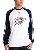 NBA Men's Oklahoma City Thunder Smoke Screen Three Stripe Long Sleeve Crew (White/Collegiate Navy, Medium)