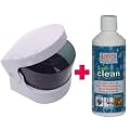 Ultrasonic Ultra Sonic Cleaner Compact Cordless Jewellery Ring Diamond Orthodontic Dentures Watch Cleaner with 2 x AA Batteries + Powerful Ultrasonic Cleaning Sea Clean Solution Liquid 500ml