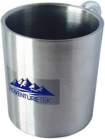 AdventureTek Stainless Steel Cup with Carabiner Clip - Backpacking Mug or Camping Cup