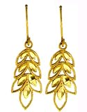 14KT Yellow Gold Leaf Dangle Earrings
