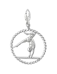 Sterling Silver GYMNAST ON BAR IN ROPE CIRCLE Charm