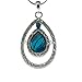 Embolden Jewelry Best New Silver and Blue Green Abalone Paua Shell Oval Teardrop Double Layered Designer Style Necklace
