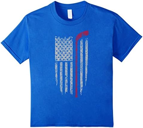 Kids Hockey Shirts - Hockey US Flag Shirt 10 Royal Blue