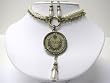 Goldtone Faux Pearl and Crystal Pendant Necklace Fashion Jewelry