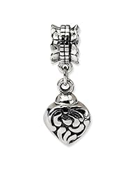 Sterling Silver s Heart Ash Dangle Bead by Reflection Beads, Best Quality Free Gift Box Satisfaction Guaranteed