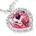 Fancy Large Pink Swarovski Austrian Crystal Heart of the Ocean Pendant Necklace Elegant Trendy Fashion Jewelry