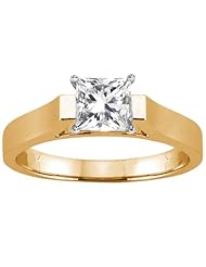 0.75 Ct Princess H/I SI1/SI2 Diamond 18K Yellow Gold Solitaire Ring