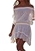 ITFabs Ladies See Through Off The Shoulder Bikini Cover up Beach Dress White