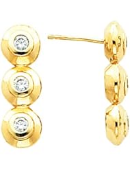14K Yellow Gold Three-Stone Diamond Earrings - 0.50 Ct. -- LIFETIME WARRANTY
