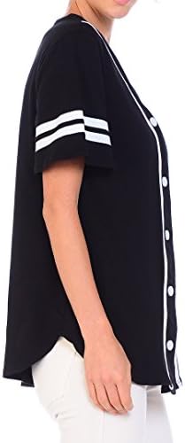 KLAXONSLA Women's/Junior's Screen Print Baseball Jersey (Small, Black)